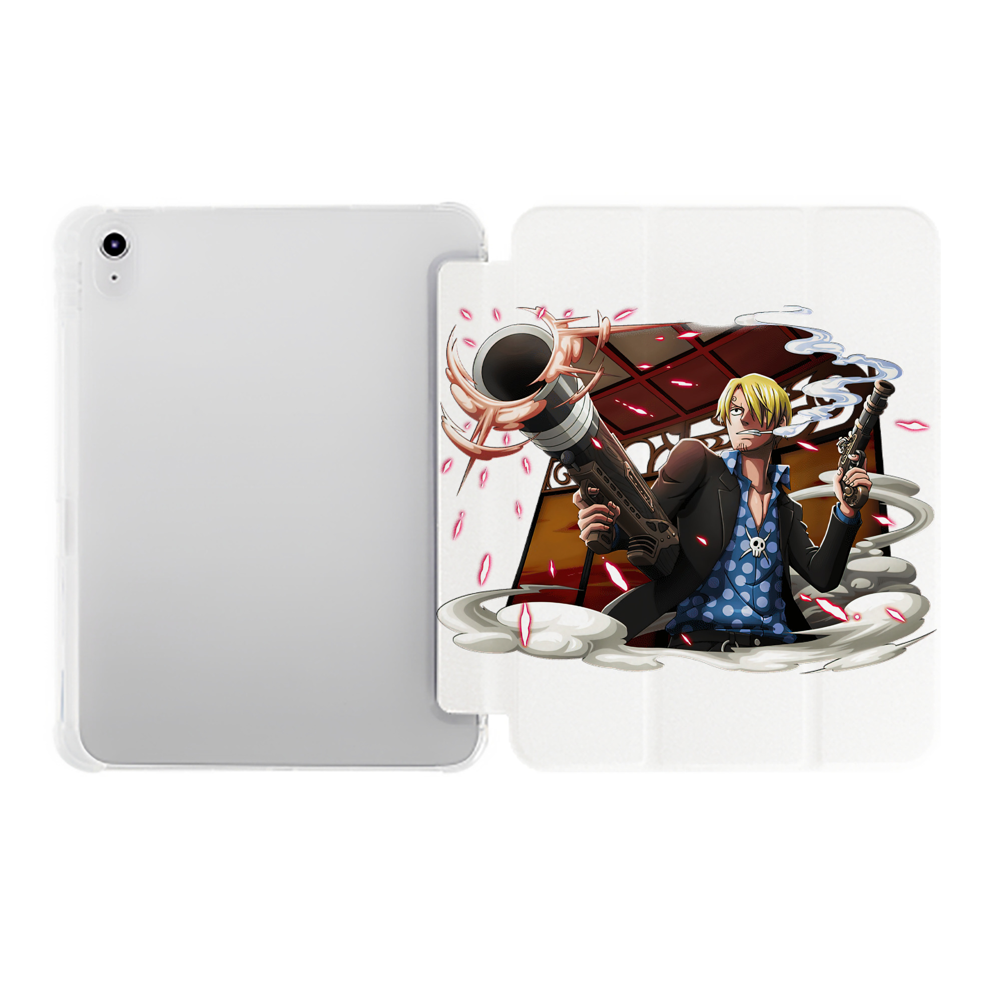 （画像用） ワンピース サンジ ONE PIECE Sanji IPad ケース ペン収納付き 三つ折りスタンド PUレザー×シリコン 対応機種9.5/10.5/10.9インチ